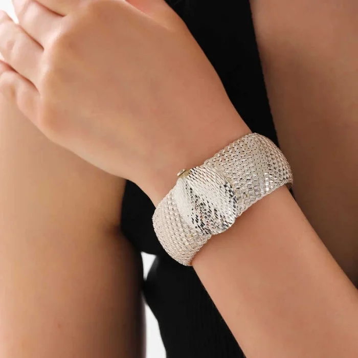 925 Ayar Gümüş Elişi Kalemli Kadın Bilezik T7997 (336336)