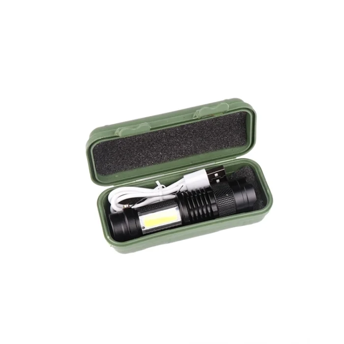 Şarjlı LED El Feneri - 14500 Pil Dahil, 4 Işık Modu, Mini Boy