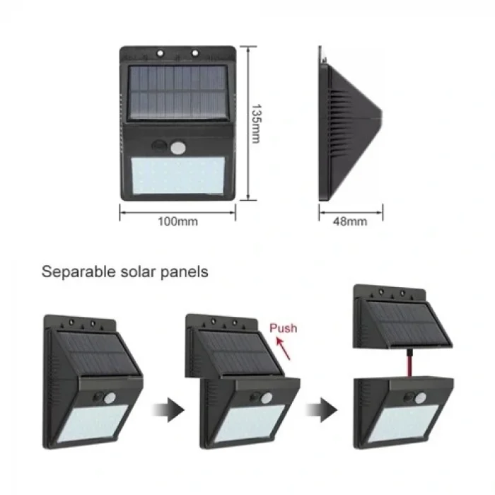 Buğz Kablosuz Solar LED Lamba | Bahçe, Veranda, Merdiven Işığı, Otomatik Aç-Kapa Sensörlü