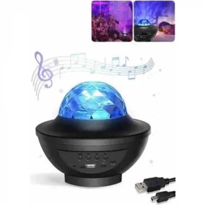 Buğz Masa ve Gece Lambası Renkli Projektör Işıklı Disko Topu Bluetooth Hoparlör