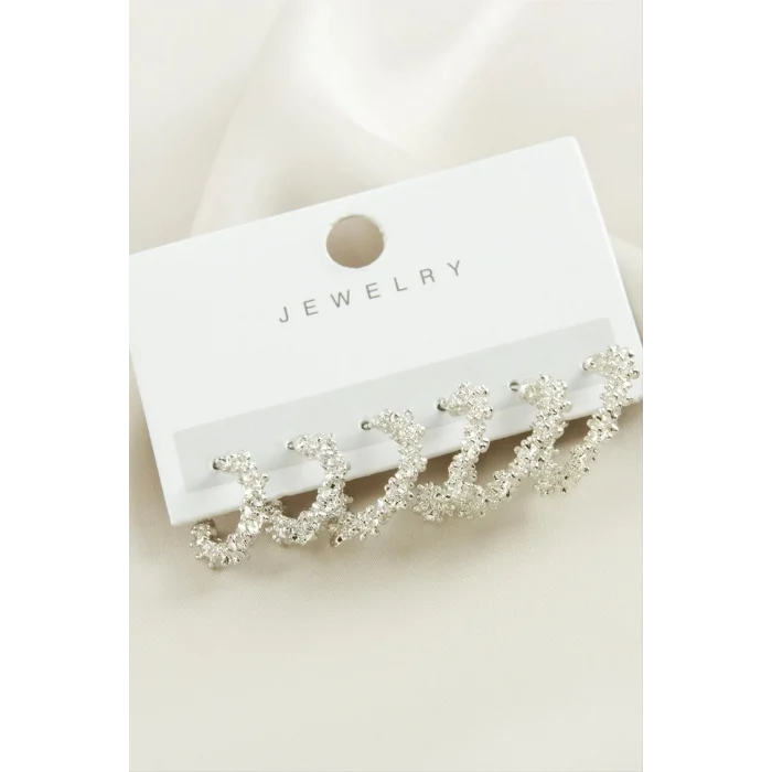 6 Adet Zikzak Metal Halka Küpe