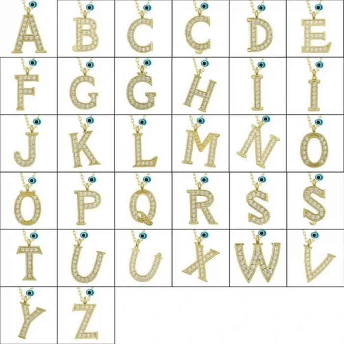 925 Ayar Gümüş Nazar Gold  I Harfi Kadın Gümüş Kolye (T6784) (336336)