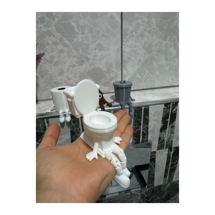 4lü Eğlenceli Banyo Dekoratif Figür Seti /Tuvalet Kağıdı, Kaka Emojisi, Çöp Kovası, Klozet Aksesua