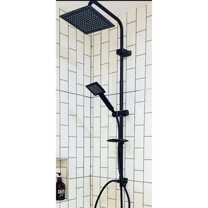 Siyah Kare Duş Seti, Tepe Yağmurlama Duş Başlığı, Ekstra Büyük Robot Duş Sistemi