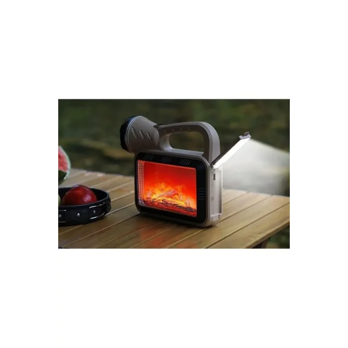 Güneş Enerjili Şömineli Çok Fonksiyonlu Çift Işık Kaynağı Usb Şarjlı Solar El Feneri