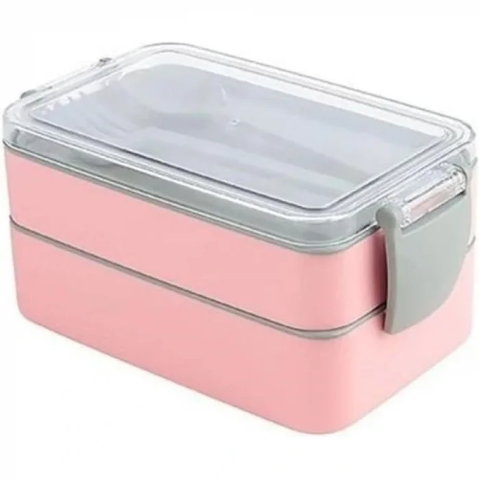 Byogalo® 2 Bölmeli Çok Amaçlı 900 ml Kapasiteli Çatal Kaşıklı Dayanıklı Beslenme Kabı Yiyecek Kutusu