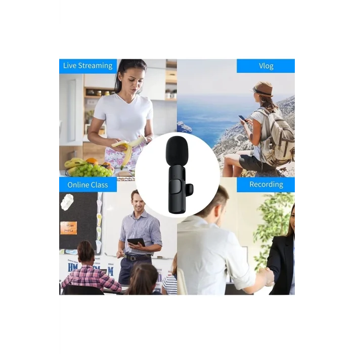 Lightning Girişli Iphone Uyumlu Ikili Kablosuz Yaka Mikrofonu Youtube Facebook Tiktok Vlog