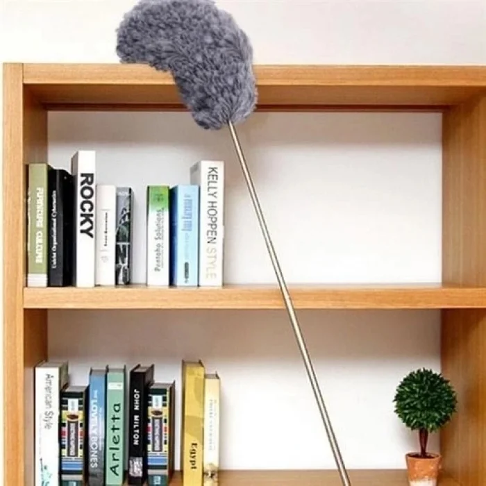 Buğz 140 cm Teleskopik Uzatılabilir Mikrofiber Yumuşak Başlıklı Gri Toz Alma Fırçası Toz Püskülü