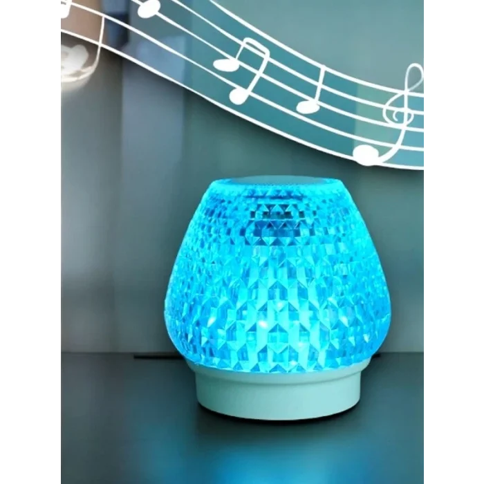G5 Kristal Şarjlı Masa Lambası - 7 Renk Gece Lambası ve Bluetooth Hoparlör