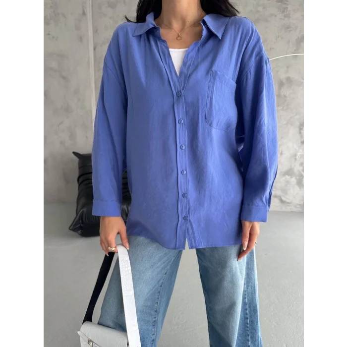 Modal oversize cepli gömlek