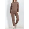 3 İplik Bisiklet Yaka Eşofman Takımı Kahve - 20779.1878.