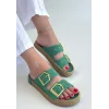 İces Yeşil Nubuk Terlik