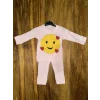 3-12 aylık emoji detalı takım pembe
