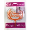 Happy Birthday Yazılı Turuncu Dallı Pasta Kek Çubuğu