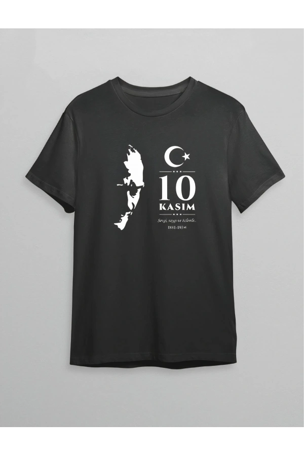 10 Kasım Atatürk Baskılı T-shirt - Siyah