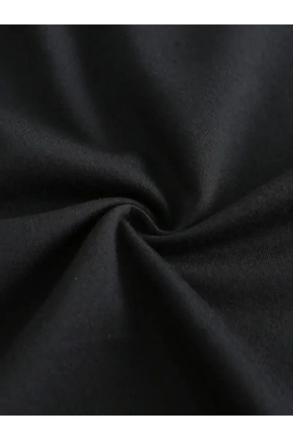 20/1 Penye Compack Baskılı Oversize Kısa Kol Bisiklet Yaka T-shirt - Siyah