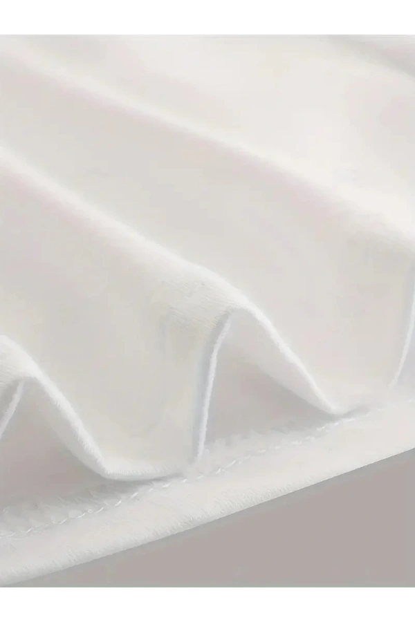 20/1 Penye Compack Ön Arka Ejder Baskılı Oversize Bisiklet Yaka T-shirt - Beyaz