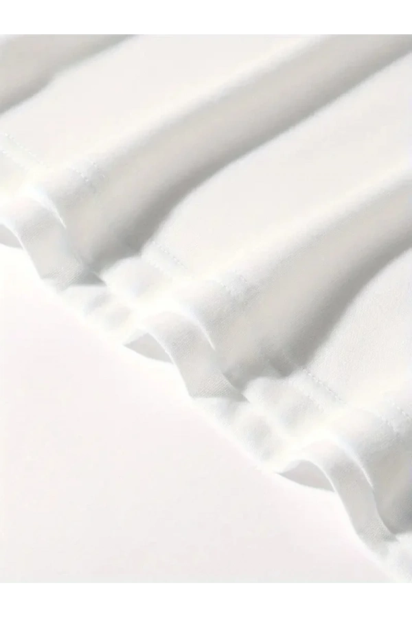 20/1 Penye Compack Ön Arka Ejder Baskılı Oversize Bisiklet Yaka T-shirt - Beyaz