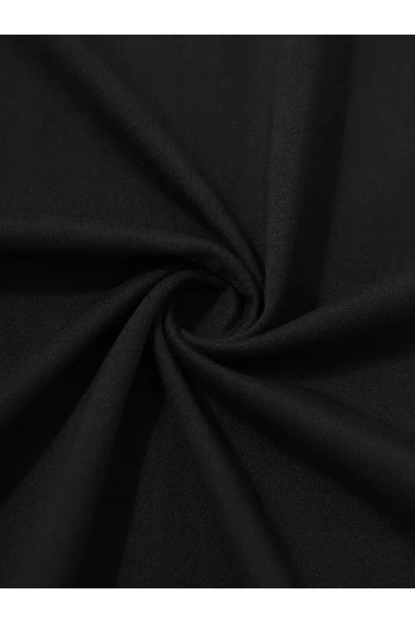20/1 Penye Compack Palmiye Baskılı Oversize Bisiklet Yaka Kısa Kol T-shirt - Siyah
