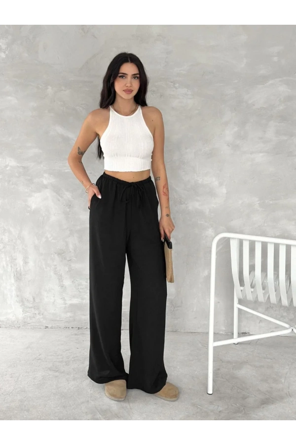 Ayrobin Oversize Kadın Pantalon - Siyah