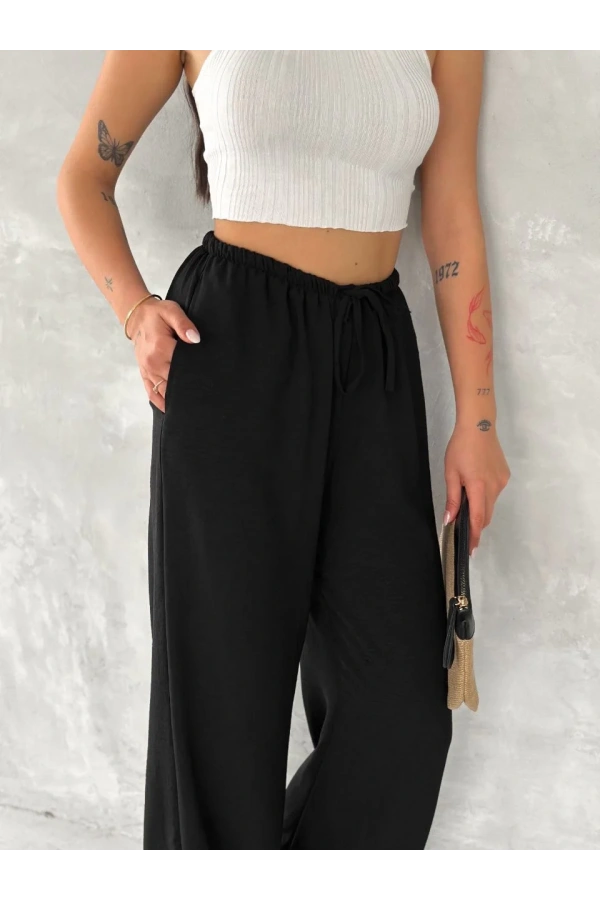Ayrobin Oversize Kadın Pantalon - Siyah