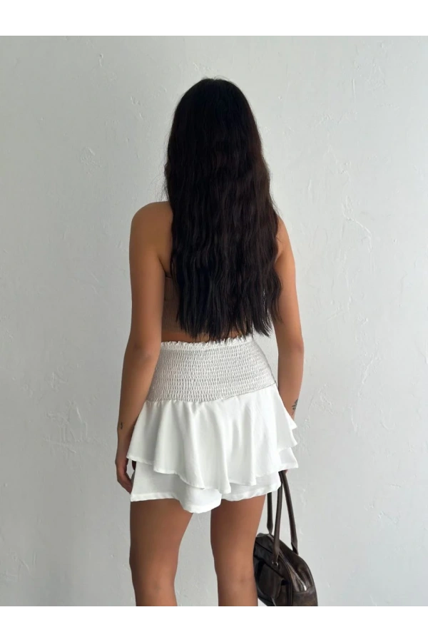 Ayrobin Şortlu Etek - Beyaz