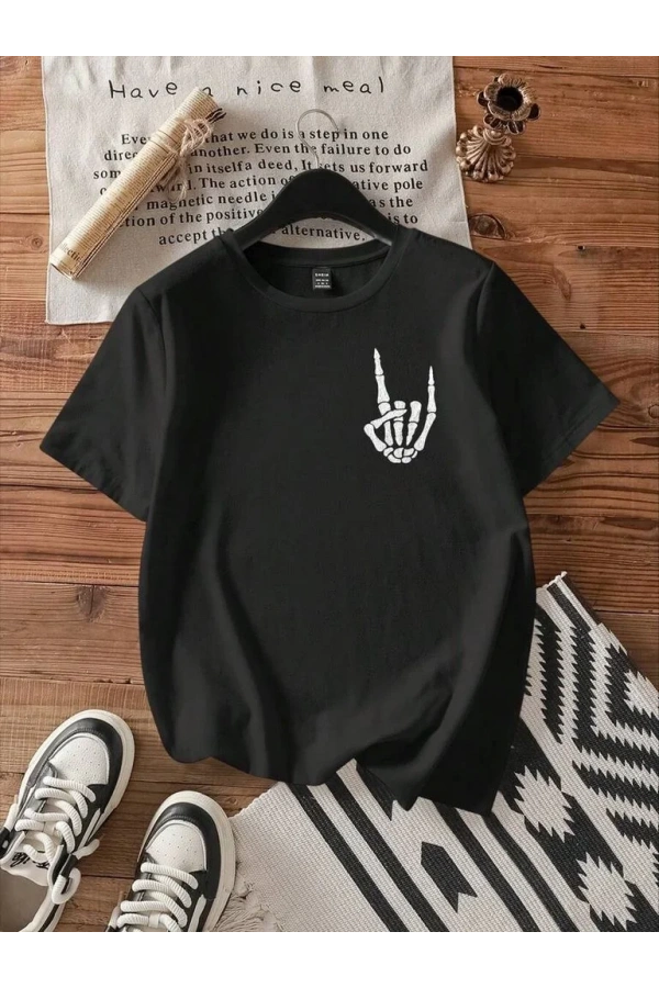 Baskılı Kadın T-shirt - Siyah