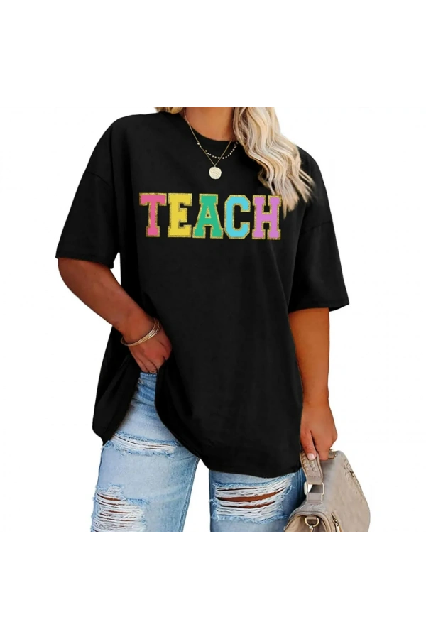 Baskılı Kadın T-shirt - Siyah