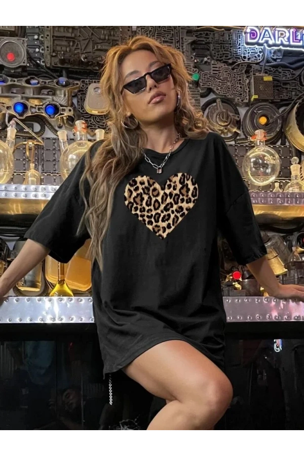 Baskılı Kadın T-shirt - Siyah