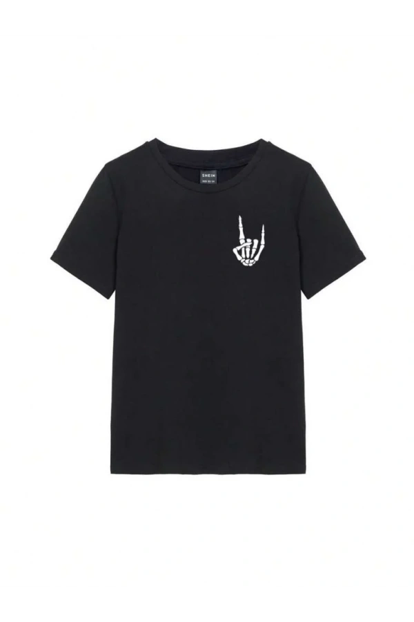 Baskılı Kadın T-shirt - Siyah