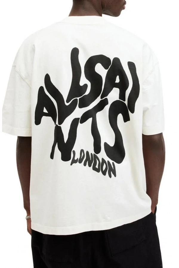 Erkek Baskılı Oversize T-shirt - Beyaz