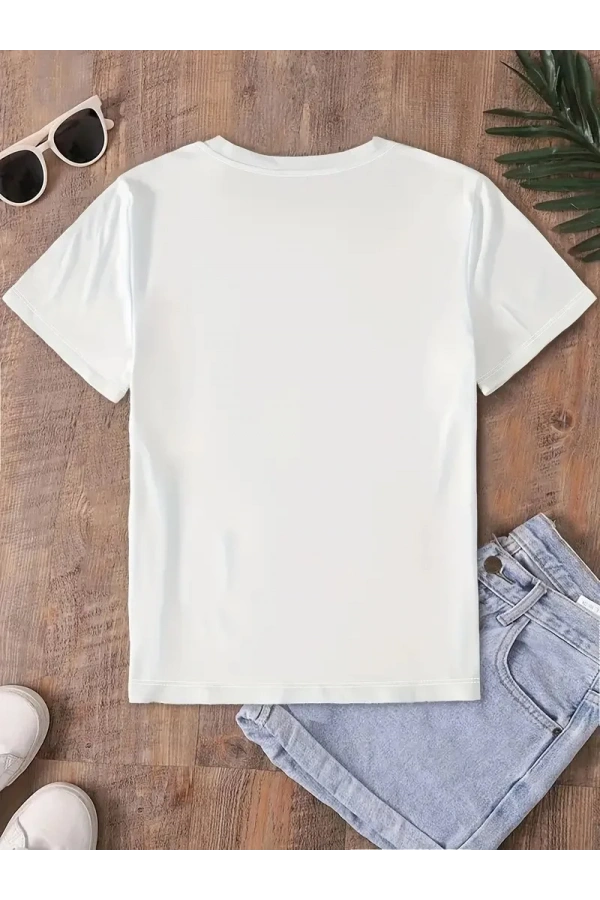 Sporda Günlük Hayata Giyilebilir GYM Baskılı Oversize Bisiklet Yaka Erkek T-shirt - Beyaz
