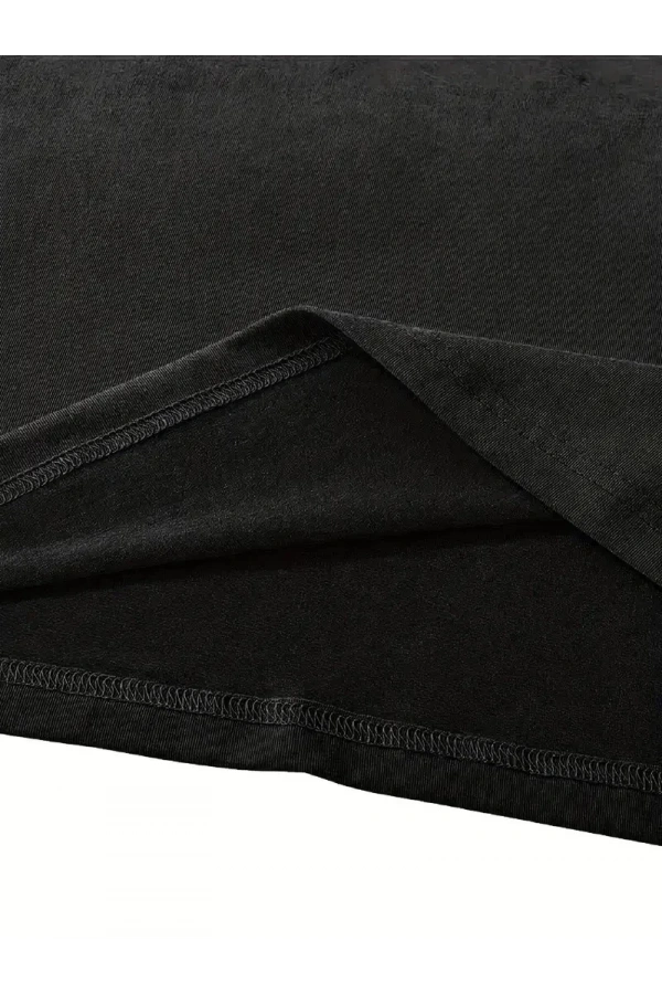 fiyonk Ön Arka baskılı siyah oversize unisex Kısa Kol t-shirt- Siyah