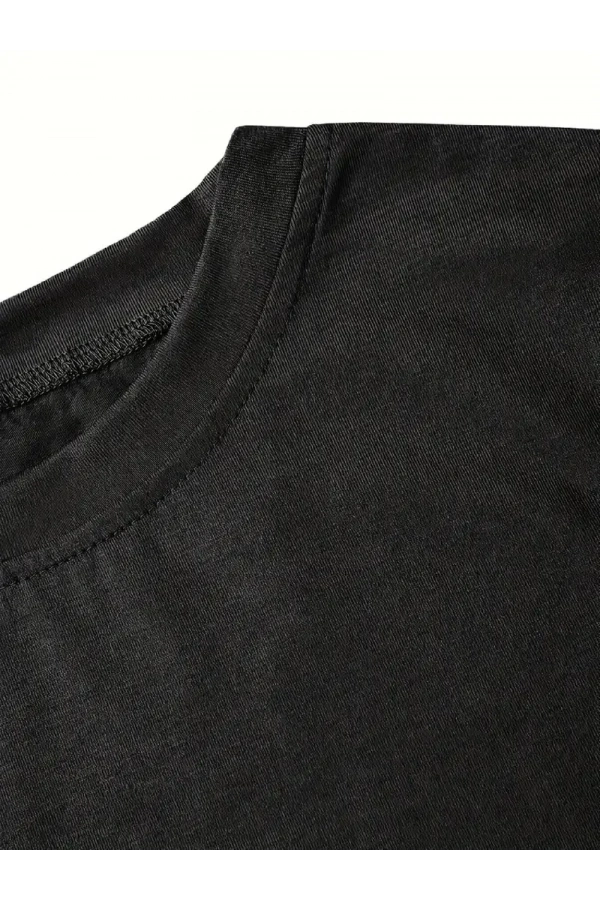 fiyonk Ön Arka baskılı siyah oversize unisex Kısa Kol t-shirt- Siyah