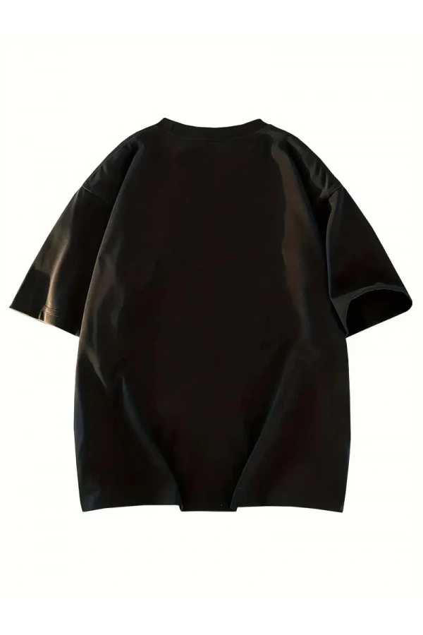 Kadın Eğlenceli Harf NY Baskılı Bisiklet Yaka Tişört - Rahat Polyester, Makinede Yıkanabilir - Yaz ve Fitness için Mükemmel, Yuvarlak Yaka - Siyah