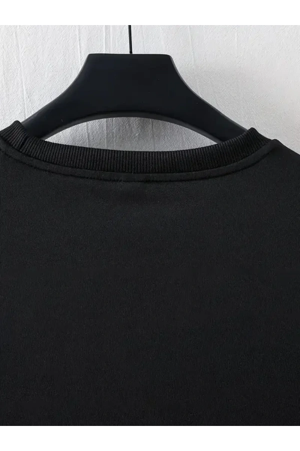 LB Ön Arka Baskılı Oversize Bisiklet Yaka Yazlık T-shirt - Siyah