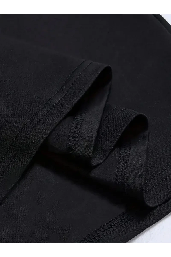 LB Ön Arka Baskılı Oversize Bisiklet Yaka Yazlık T-shirt - Siyah