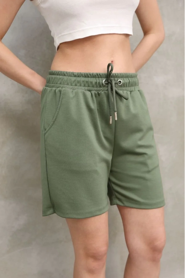 Osy Modal Yumuşak dokulu Kumaş Kadın Kısa Şort - Haki