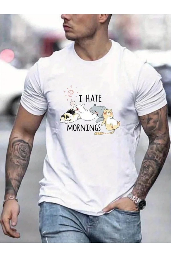 Unisex Baskılı Oversize T-Shirt - Beyaz