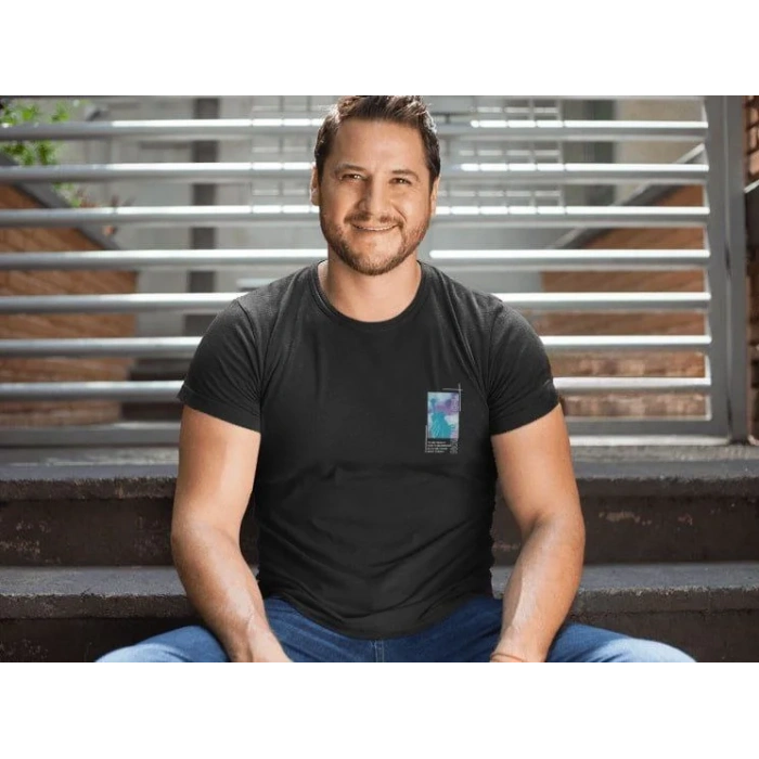 Erkek Bisiklet Yaka Baskılı Oversize T-Shirt - Siyah