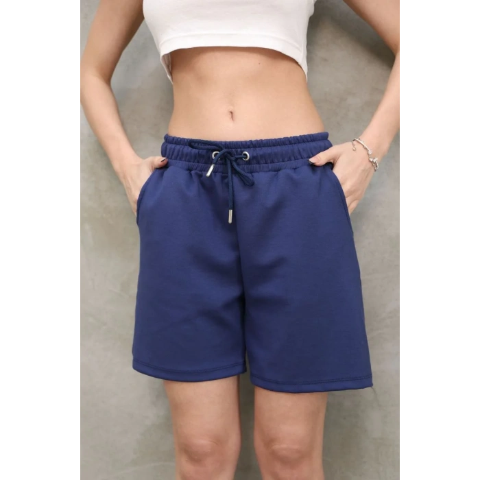 Osy Modal Yumuşak dokulu Kumaş Kadın Kısa Şort - Mavi