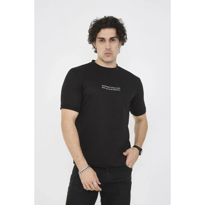 Unisex Bisiklet Yaka Slim fit T-Shirt- Siyah