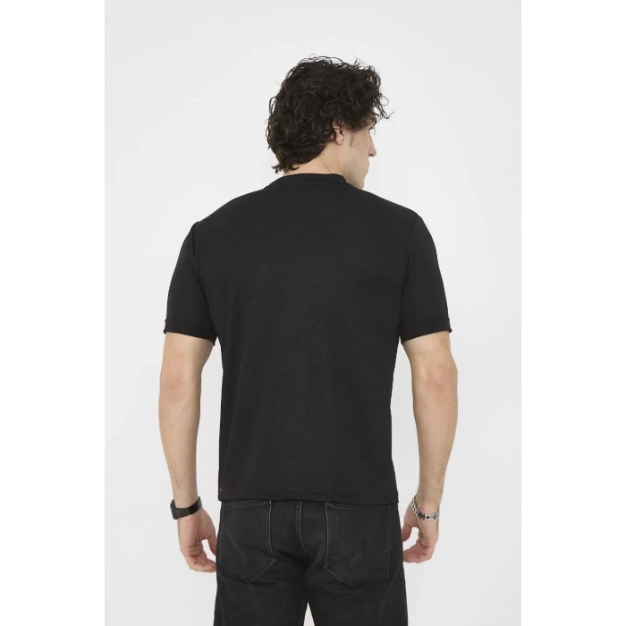 Unisex Bisiklet Yaka Slim fit T-Shirt- Siyah