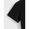 20/1 Penye Compack Baskılı Oversize Kısa Kol Bisiklet Yaka T-shirt - Siyah