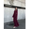Acık Sırt Detaylı Maxi Uzun Boy Elbise- Bordo