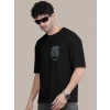 Erkek Baskılı Oversize T-shirt - Siyah