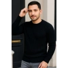 Erkek Fitilli Triko Kazak 3lü Set Bej Gri Siyah Regular Fit Bisiklet Yaka Triko Seti Kazak Modeli
