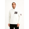 Erkek Kapşonlu Sweatshirt – Üç İplik Şardonlu Kumaş, Oversize Fit, Ön & Arka Baskılı, Kanguru Cepli, Kışlık Rahat Hoodie - Beyaz