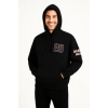 Erkek Kapşonlu Sweatshirt – Üç İplik Şardonlu Kumaş, Oversize Fit, Ön & Arka Baskılı, Kanguru Cepli, Kışlık Rahat Hoodie - Siyah