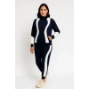 Kadın Premium Parçalı Eşofman Takım - Dik Yaka Fermuarlı Sweatshirt - Siyah